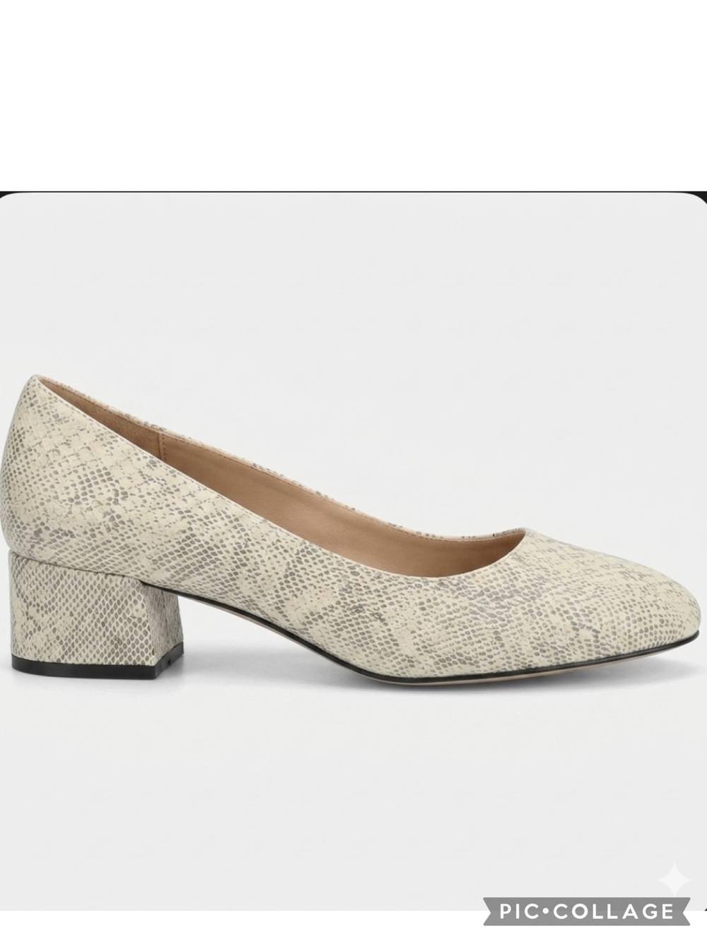 Journee Collection Saari Ivory Snake Print Faux Leather Block Heel Pumps 10